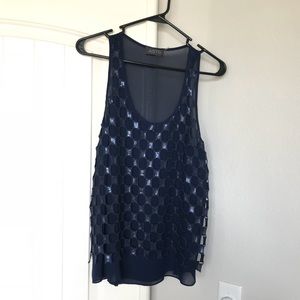 ASTR The Label- Navy Blue Sheer Tank